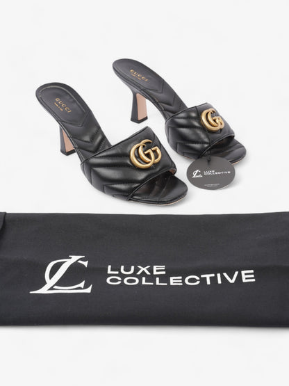 Gucci GG Marmont Mules 75mm Black / Gold Matelasse Leather EU 38 UK 5