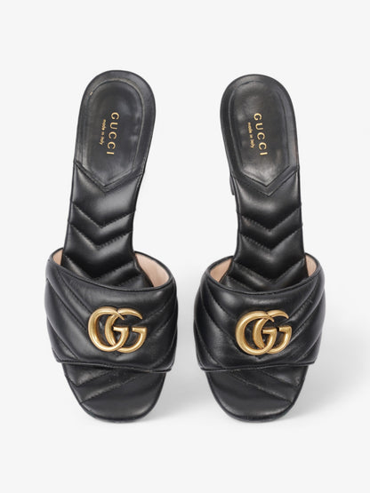 Gucci GG Marmont Mules 75mm Black / Gold Matelasse Leather EU 38 UK 5