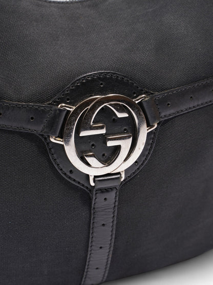 Gucci Reins Hobo Black Canvas