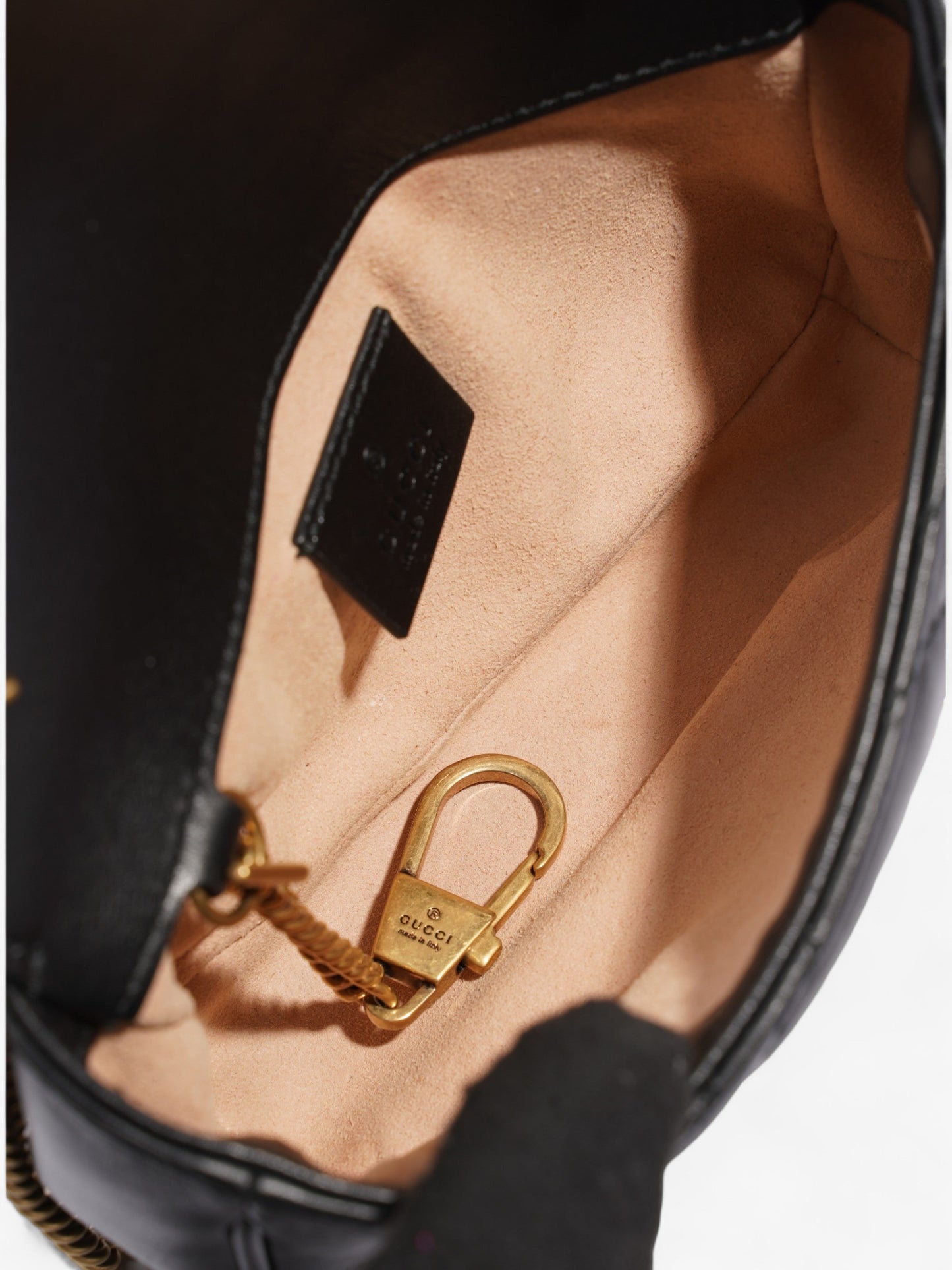 Gucci GG Marmont Black Matelasse Leather Super Mini