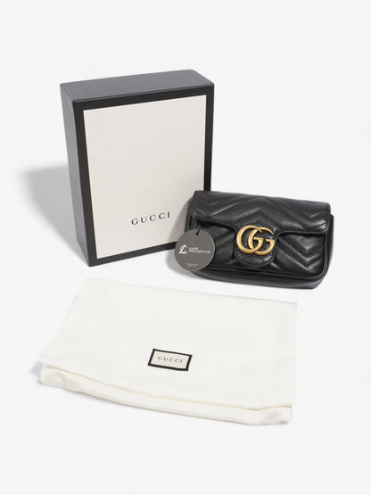 Gucci GG Marmont Black Matelasse Leather Super Mini