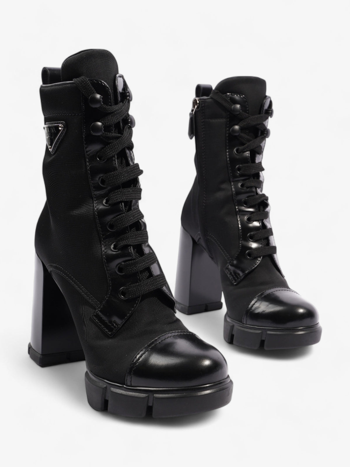 Prada Triangle Logo Boot 100 Black Re Nylon EU 37 UK 4