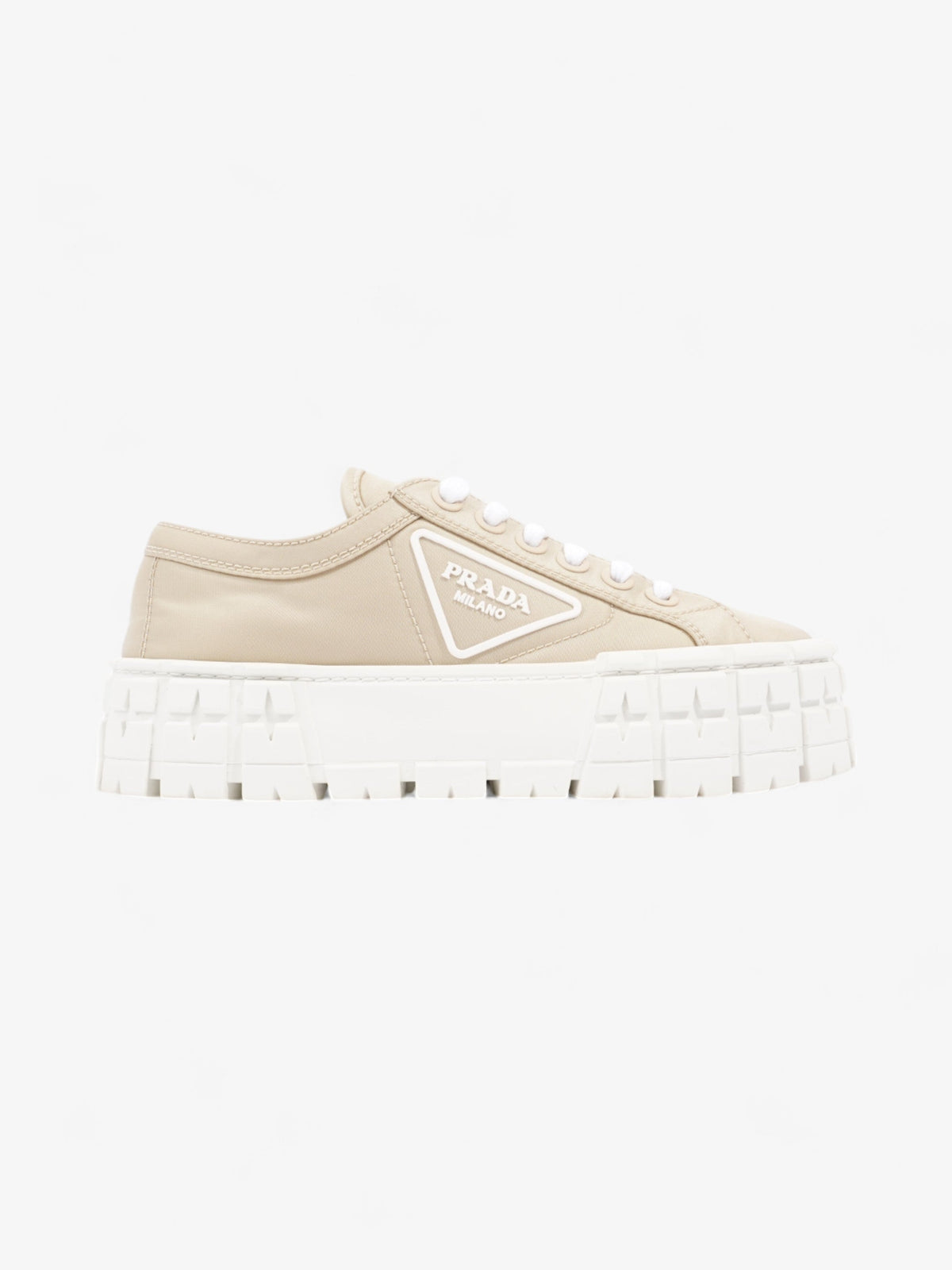 Prada Double Wheel Re-Nylon Sneakers Beige  / White Re Nylon EU 36 UK 3