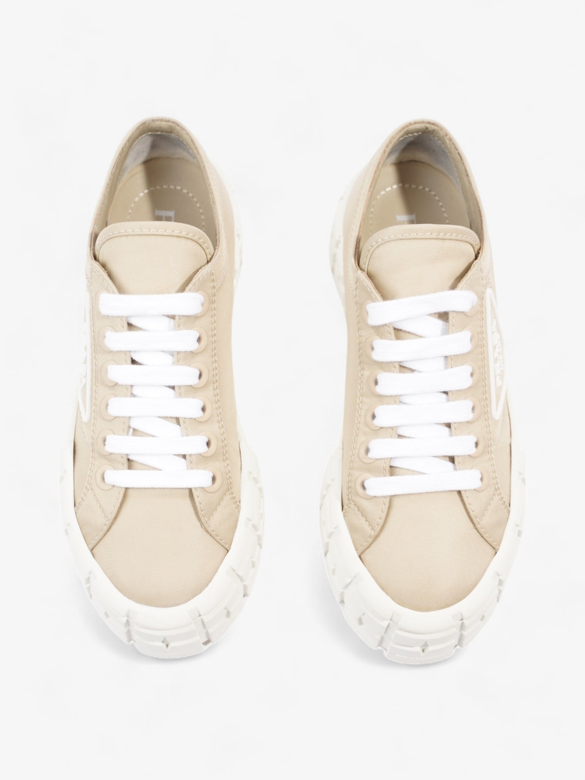 Prada Double Wheel Re-Nylon Sneakers Beige  / White Re Nylon EU 36 UK 3