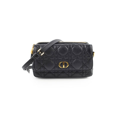 Christian Dior Caro Pouch With Chain & Strap Black