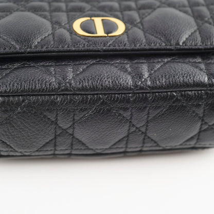 Christian Dior Caro Pouch With Chain & Strap Black