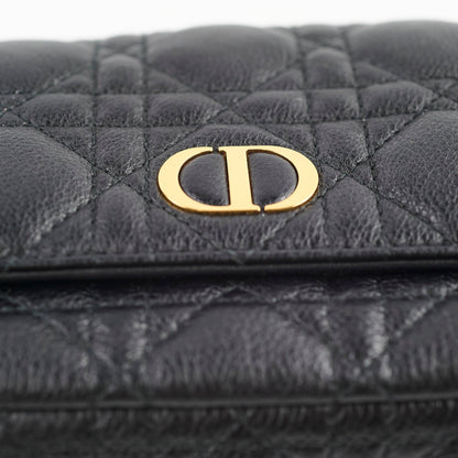 Christian Dior Caro Pouch With Chain & Strap Black