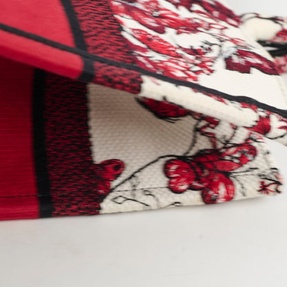Christian Dior Medium Book Tote Butterfly Embroidery Red