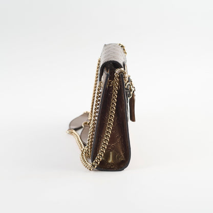 Gucci Patent Brown Chain Shoulder Bag