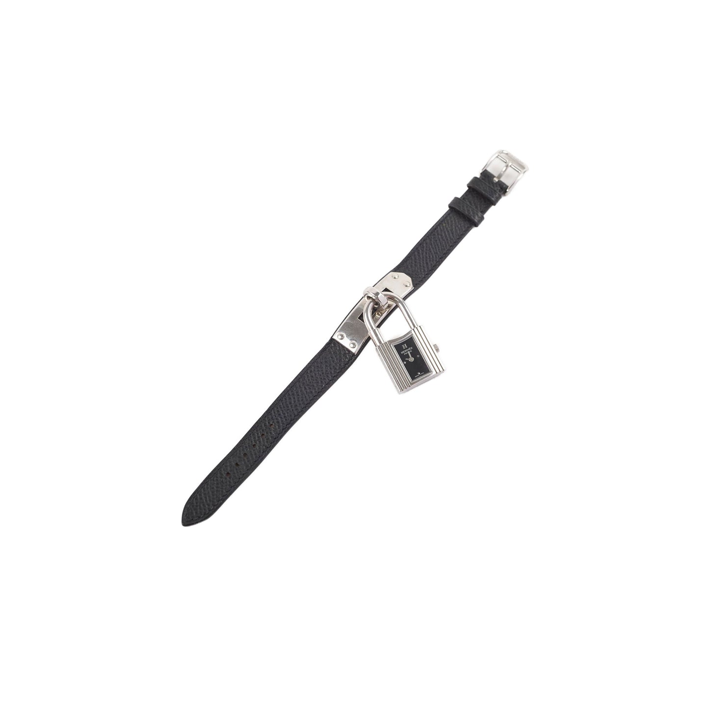 Hermes Kelly Watch Bracelet Black/Silver Espom