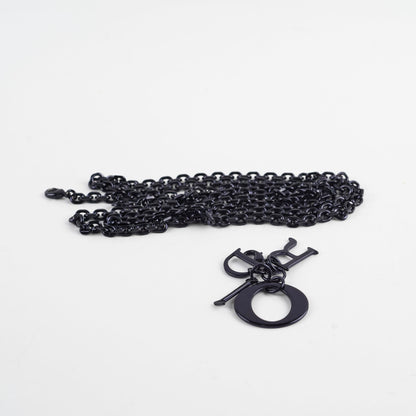 Christian Dior Wallet On Chain WOC Patent Dark Navy