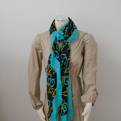 Gucci Silk Stars Shawl Blue/yellow