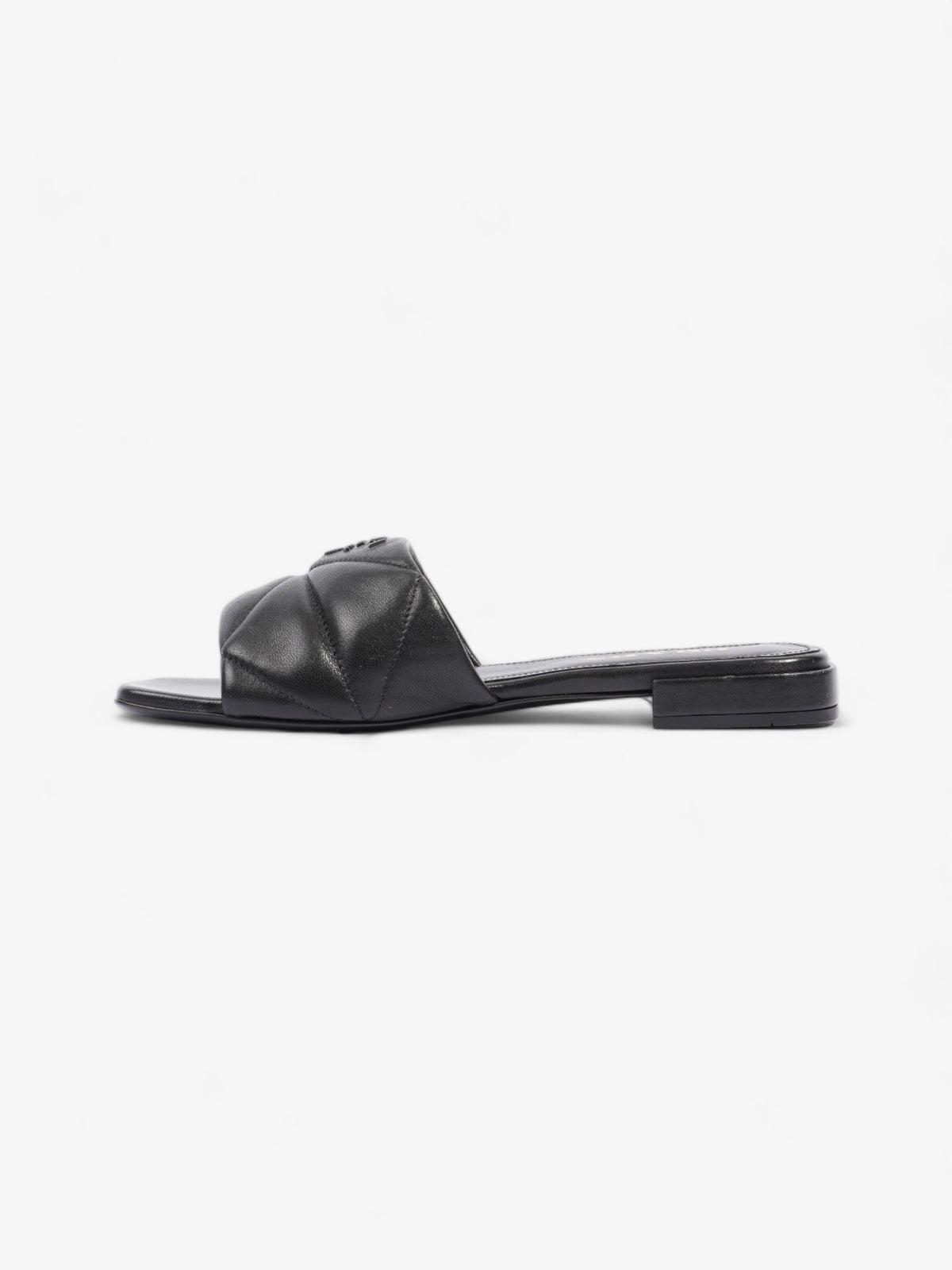 Prada Logo Sandali Quilted Black Nappa Leather EU 38 UK 5