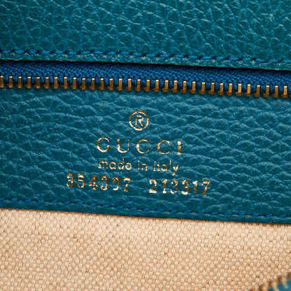 Blue Gucci Medium Swing Leather Tote Bag