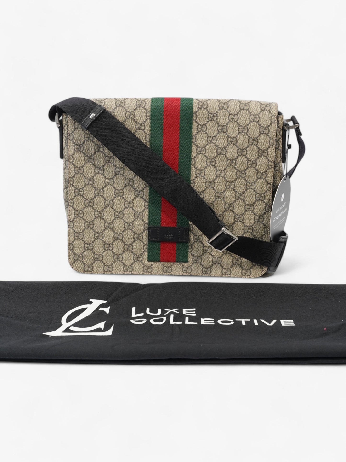 Gucci Web Messenger GG Supreme / Green / Red Canvas