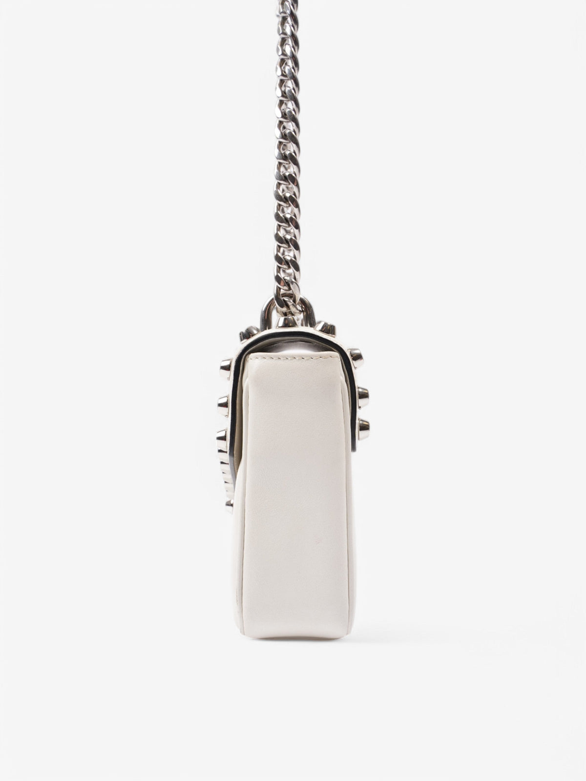 Prada Studded Shoulder Bag White Leather