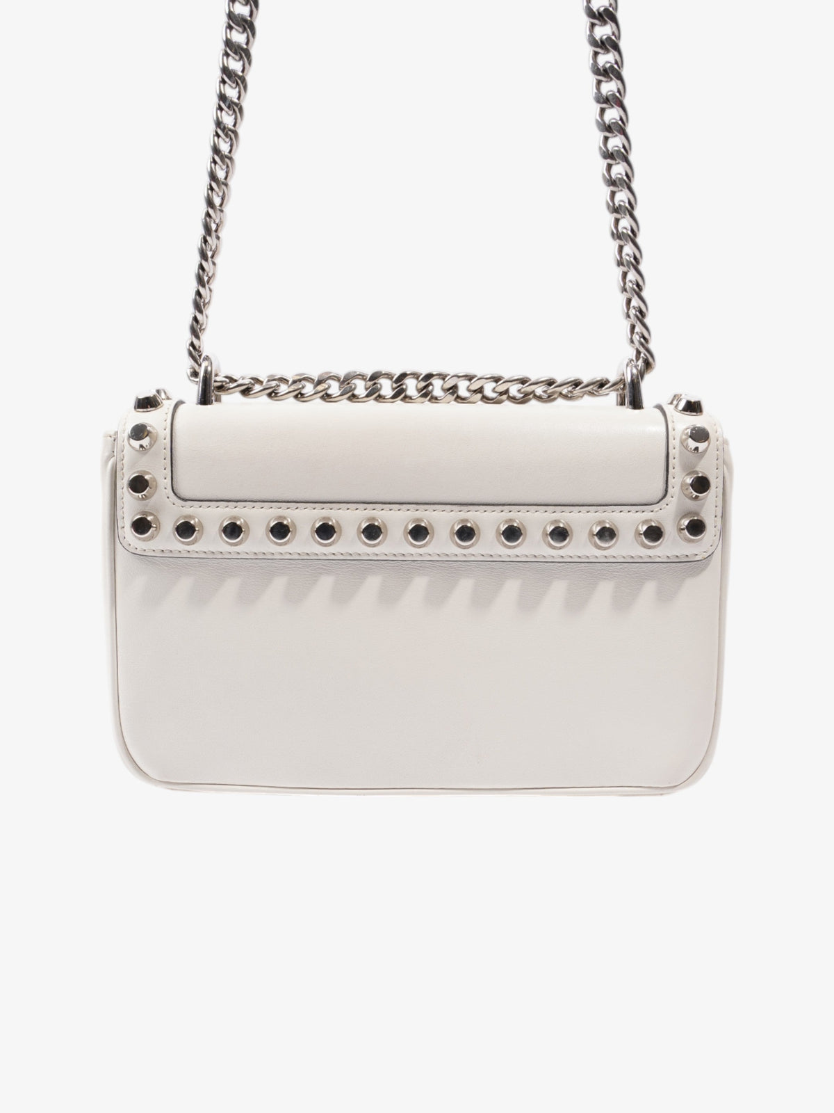 Prada Studded Shoulder Bag White Leather
