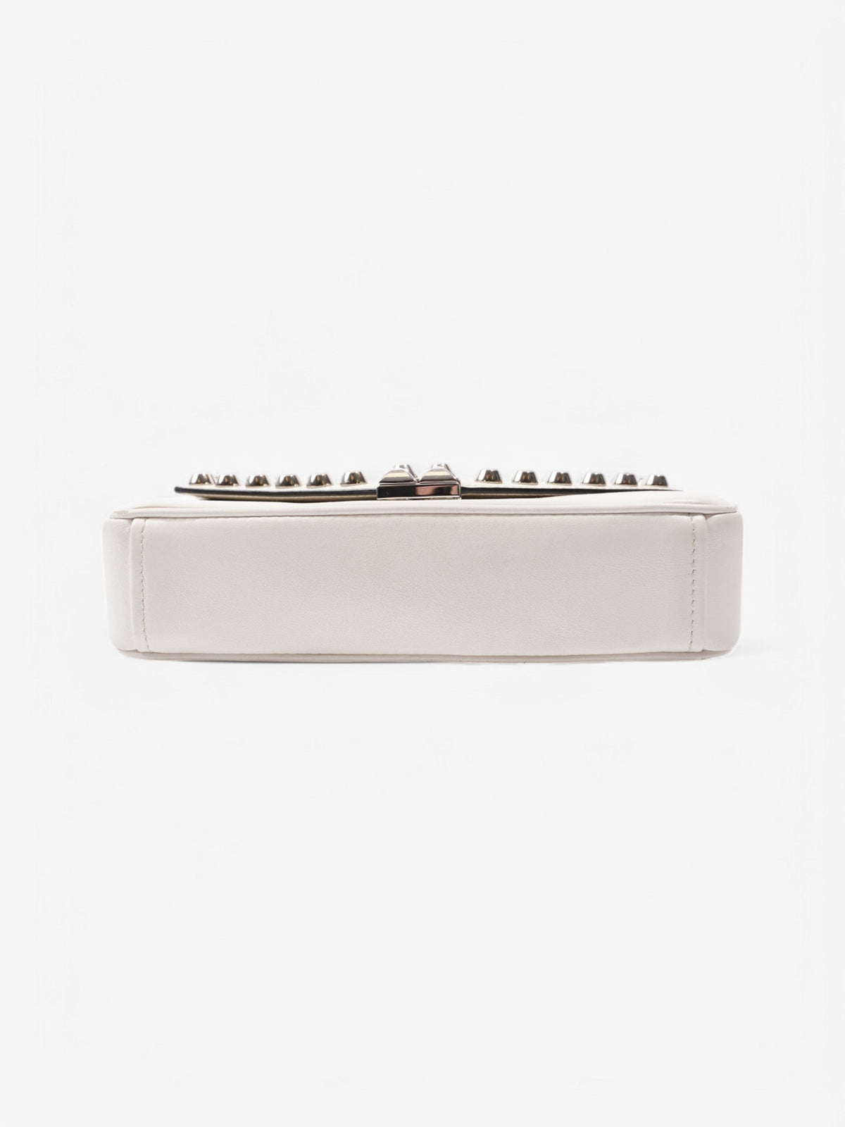 Prada Studded Shoulder Bag White Leather
