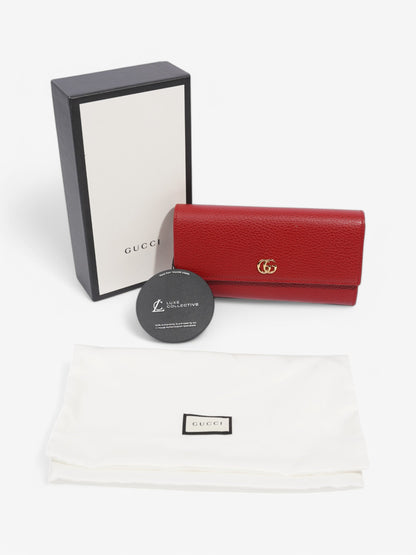 Gucci GG Marmont Long Continental Wallet Hibiscus Red Calfskin Leather