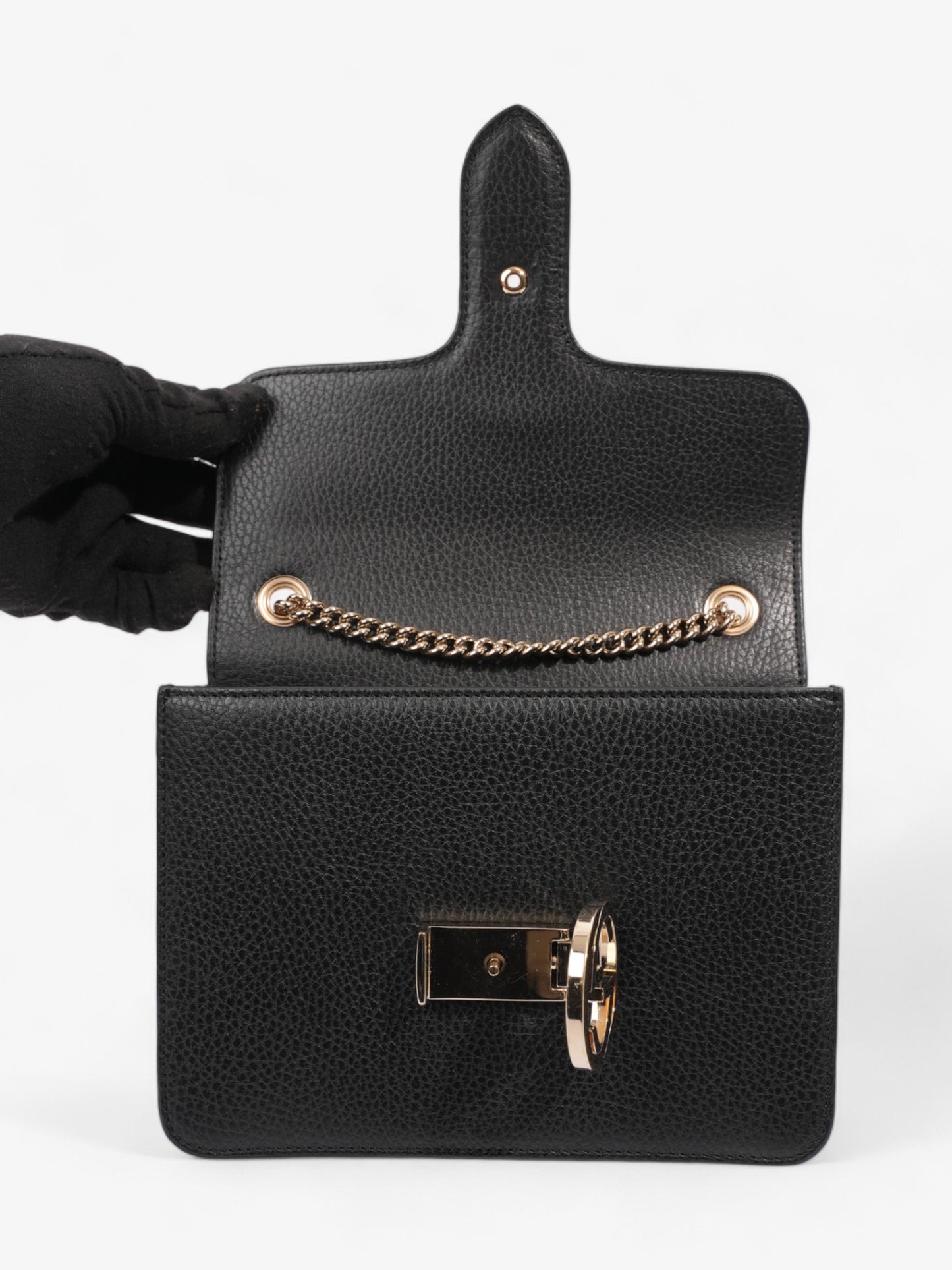 Gucci Interlocking G Flap Black Leather Small