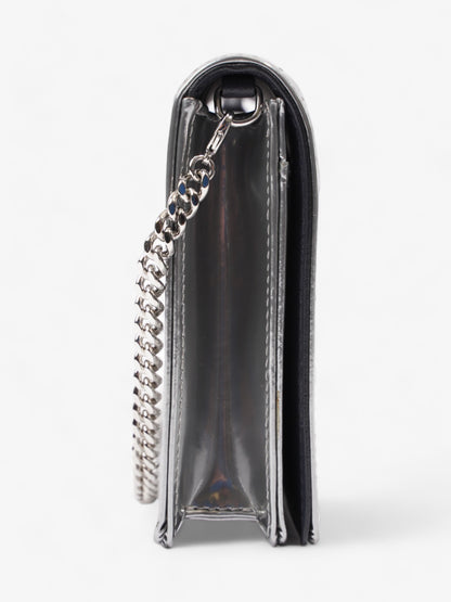 Diorama Wallet On Chain  Silver Patent Leather
