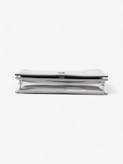 Diorama Wallet On Chain  Silver Patent Leather