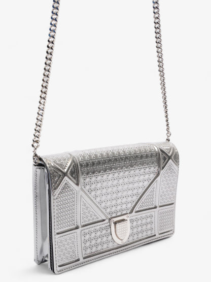 Diorama Wallet On Chain  Silver Patent Leather