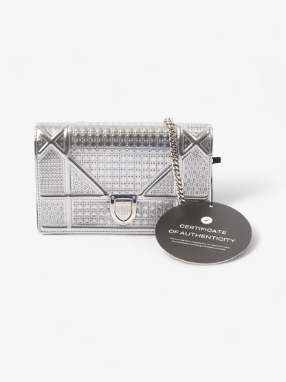 Diorama Wallet On Chain  Silver Patent Leather