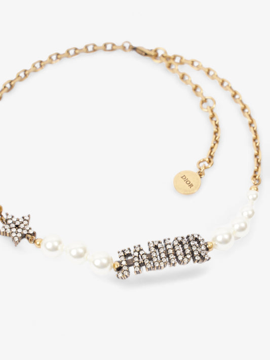Christian Dior J'ADIOR Crystal And Pearl Choker Gold / Pearl Base Metal