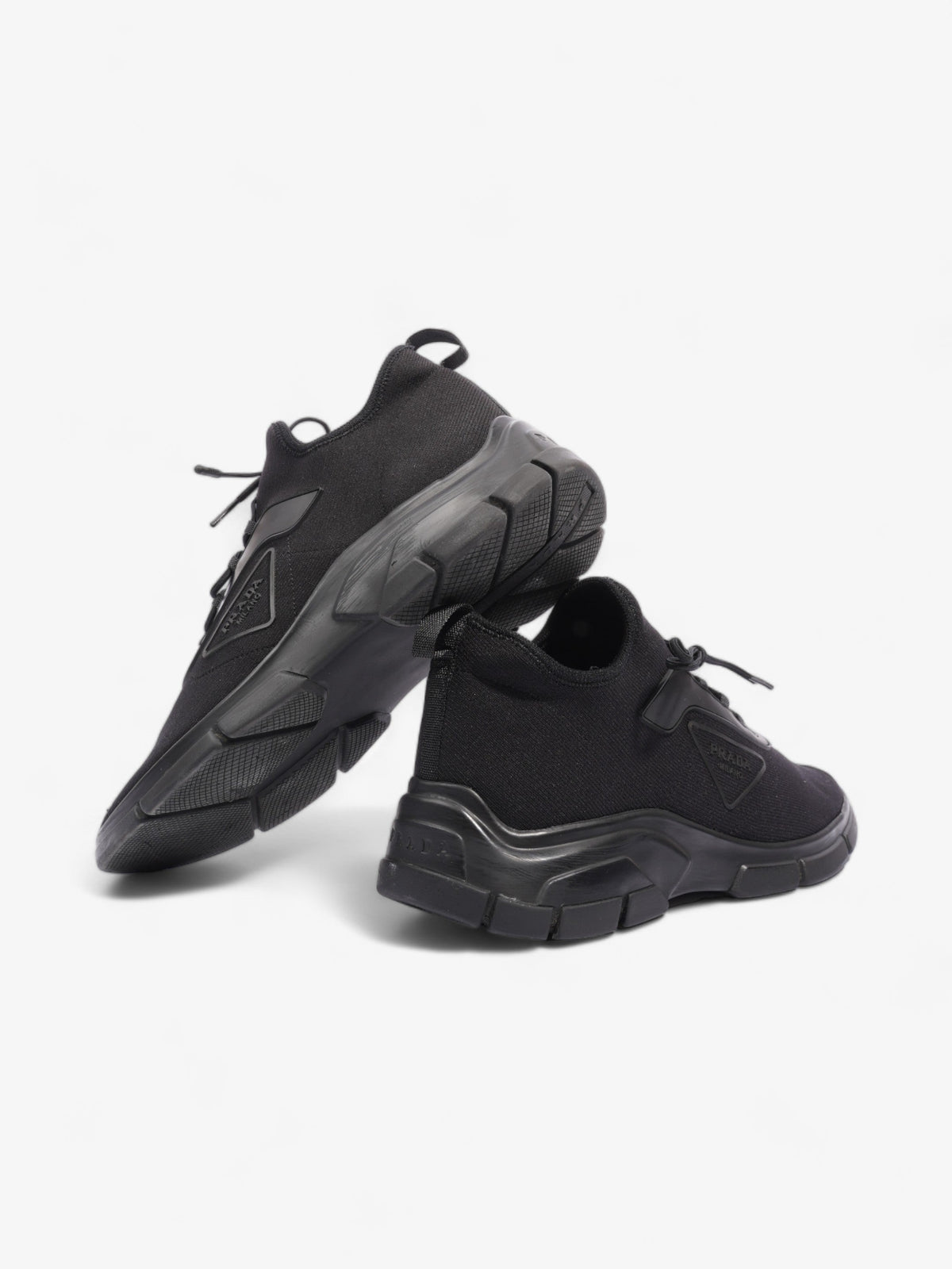 Prada Logo Running Sneakers Black Knit EU 40 UK 6