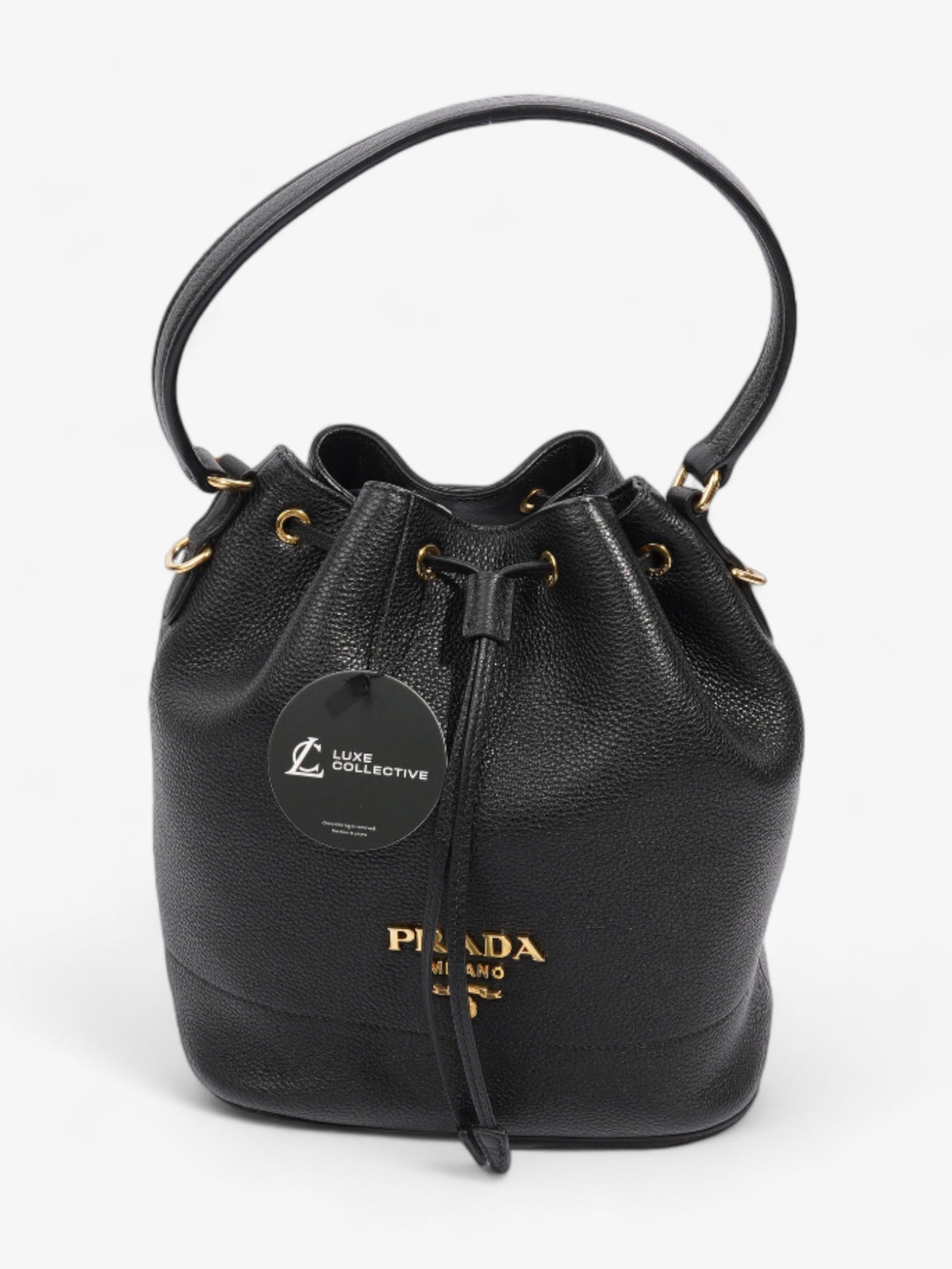 Prada Small Drawstring Black Leather