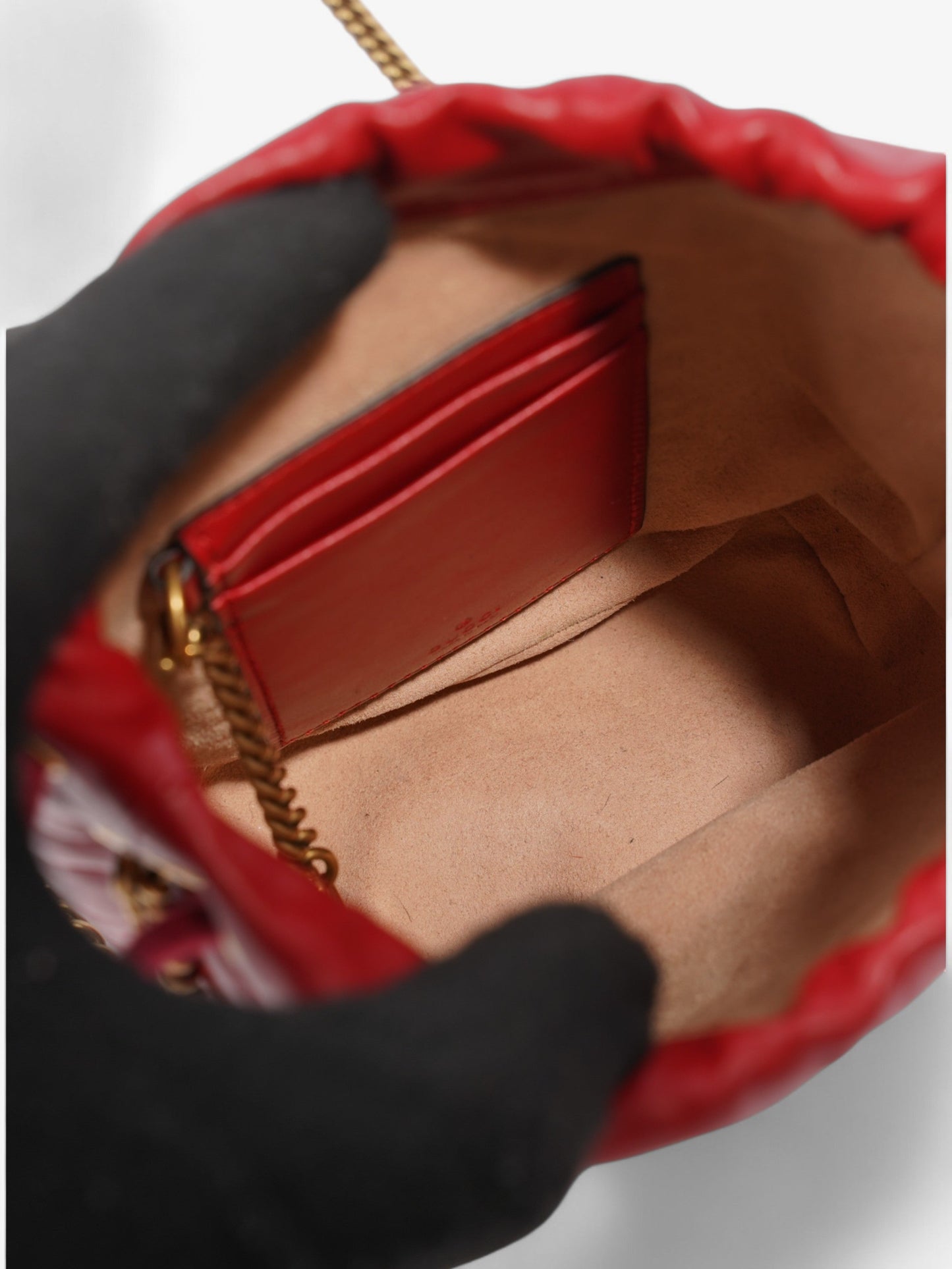 Gucci GG Marmont Bucket Bag Red Matelasse Leather Mini