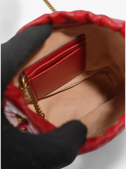Gucci GG Marmont Bucket Bag Red Matelasse Leather Mini