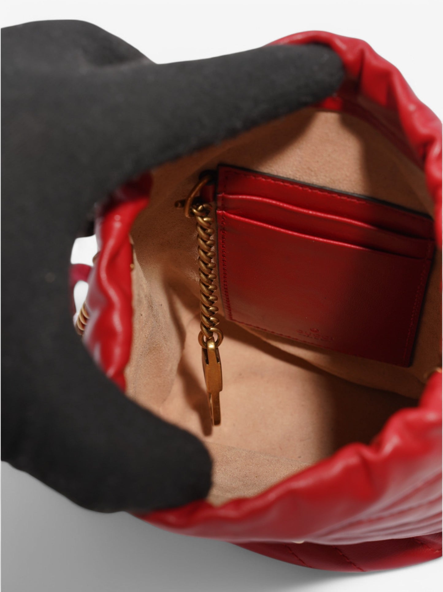 Gucci GG Marmont Bucket Bag Red Matelasse Leather Mini