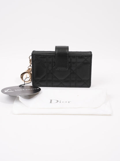 Christian Dior Lady Dior Jasmine Card Holder Black Lambskin Leather