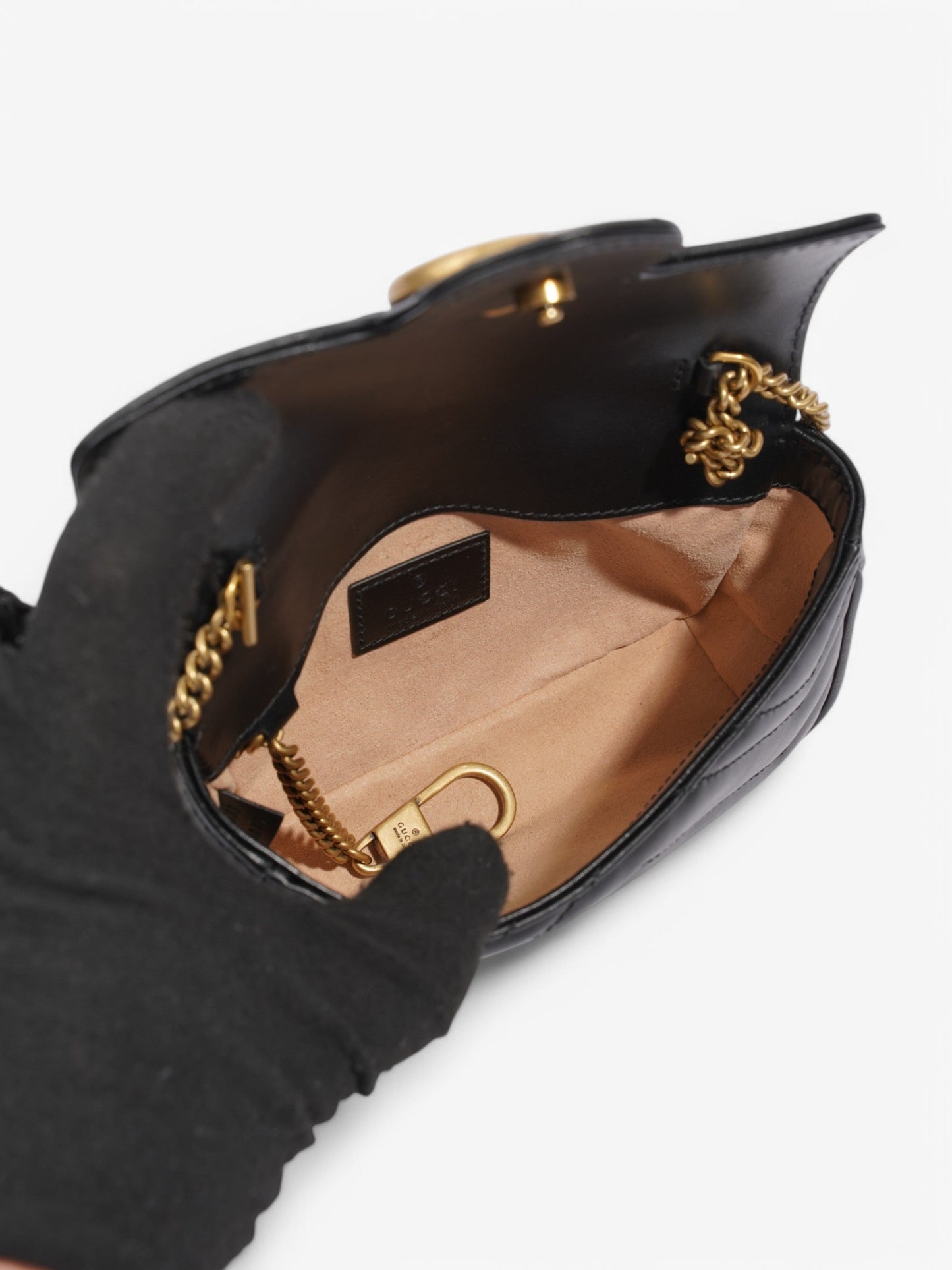 Gucci GG Marmont Black Matelasse Leather Super Mini