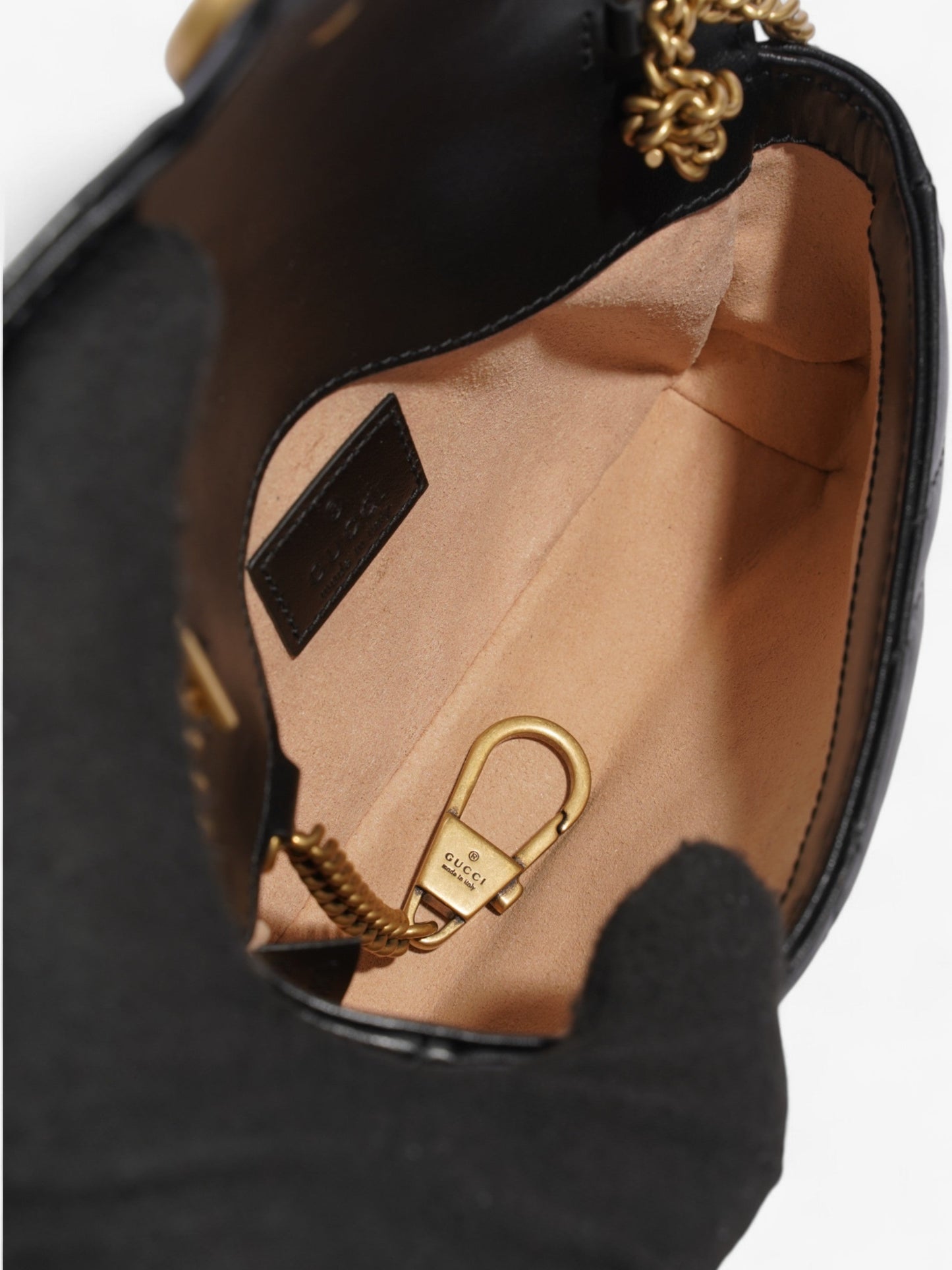 Gucci GG Marmont Black Matelasse Leather Super Mini