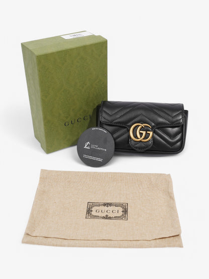Gucci GG Marmont Black Matelasse Leather Super Mini