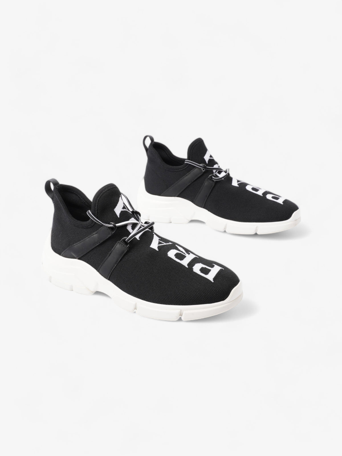 Prada XY Logo Sock Sneakers Black / White Knit EU 37 UK 4