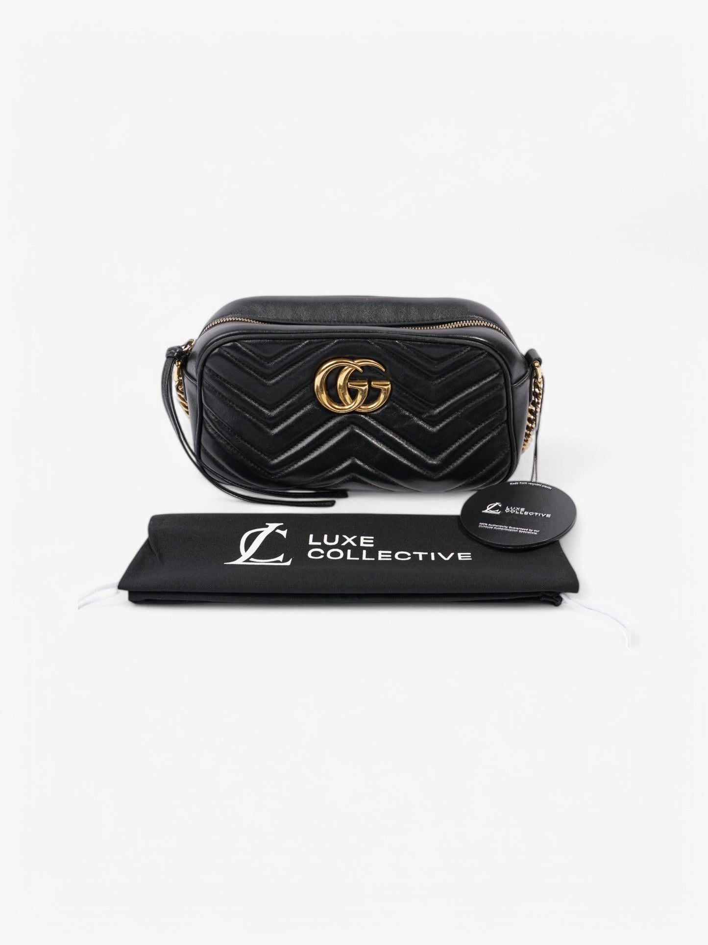Gucci GG Marmont Black Matelasse Leather Small