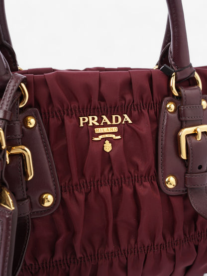 Prada Tessuto Gaufre Dark Red Nylon
