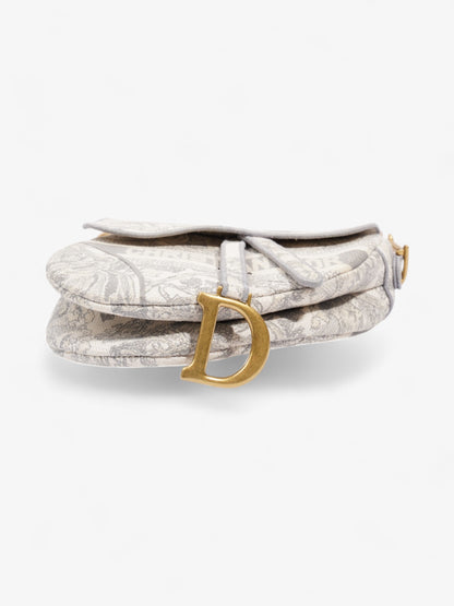 Christian Dior Saddle Bag Grey Oblique Cotton