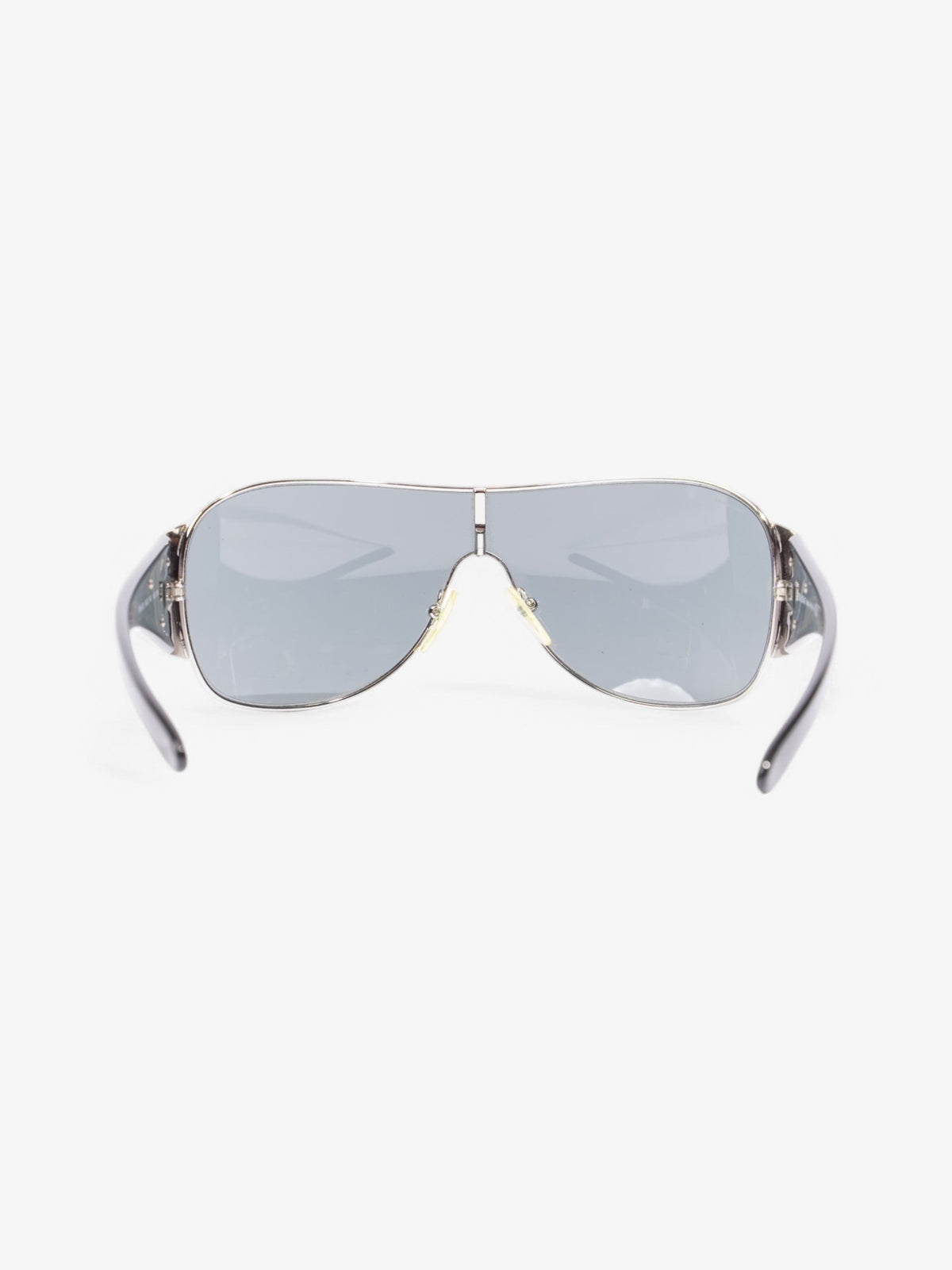 Prada Shield-Frame Sunglasses Black / Silver Acetate 120mm