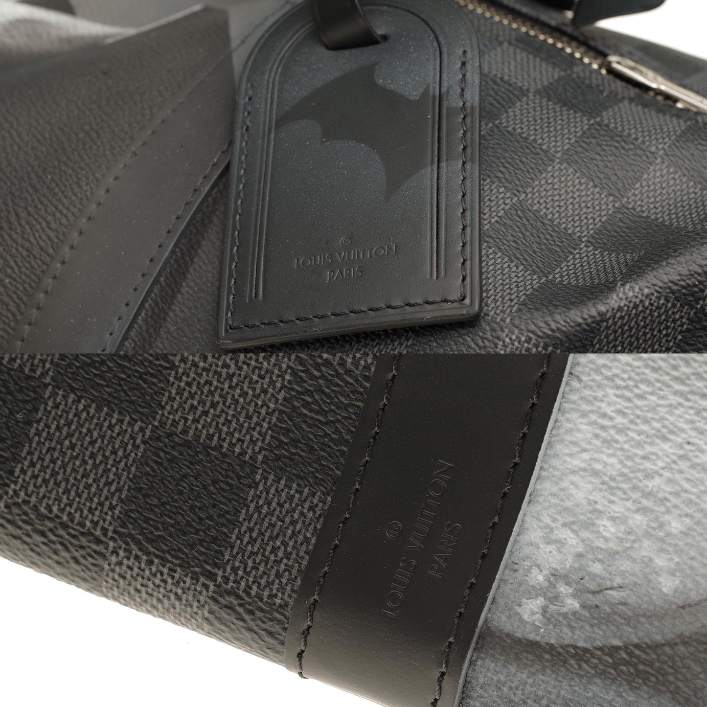 LOUIS VUITTON NEW Keepall 55 damier graphite strap customized "BATBAG II"!