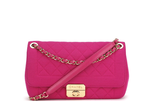 CHANEL CHIC WITH ME FLAP (2016xxxx) LARGE PINK JERSEY GOLD HARDWARE, WITH  & DUST COVER