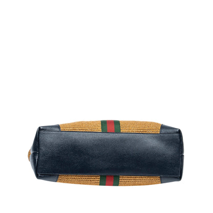 Gold Gucci Medium Raffia Ophidia Tote Bag