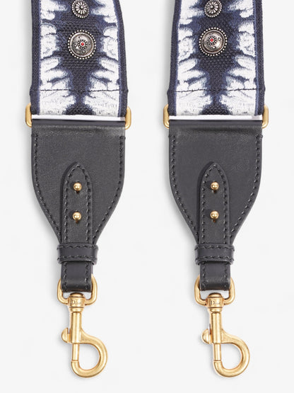 Christian Dior Saddle Bag Strap Navy / Black / White Canvas