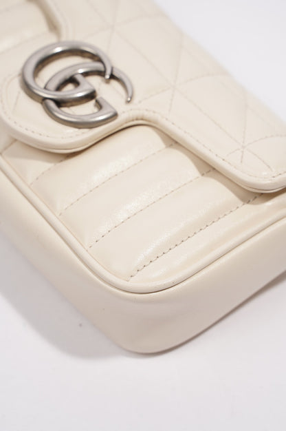 Gucci GG Marmont Super Mini Juniagrey Bag White Leather Mini