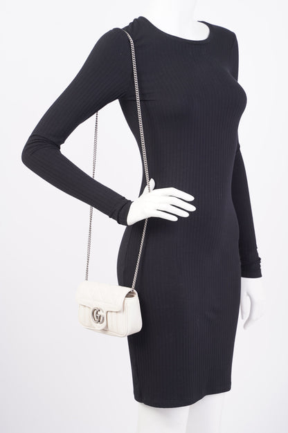 Gucci GG Marmont Super Mini Juniagrey Bag White Leather Mini