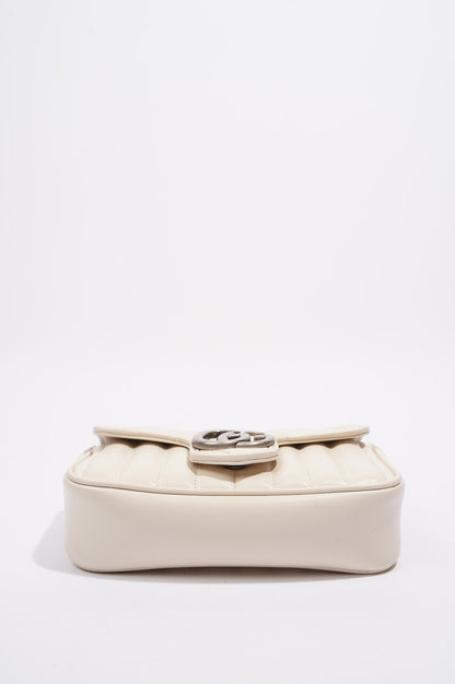 Gucci GG Marmont Super Mini Juniagrey Bag White Leather Mini